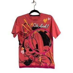 Women's Pink Disney Minnie Mouse Print Short Sleeve T-Shirt Size Small